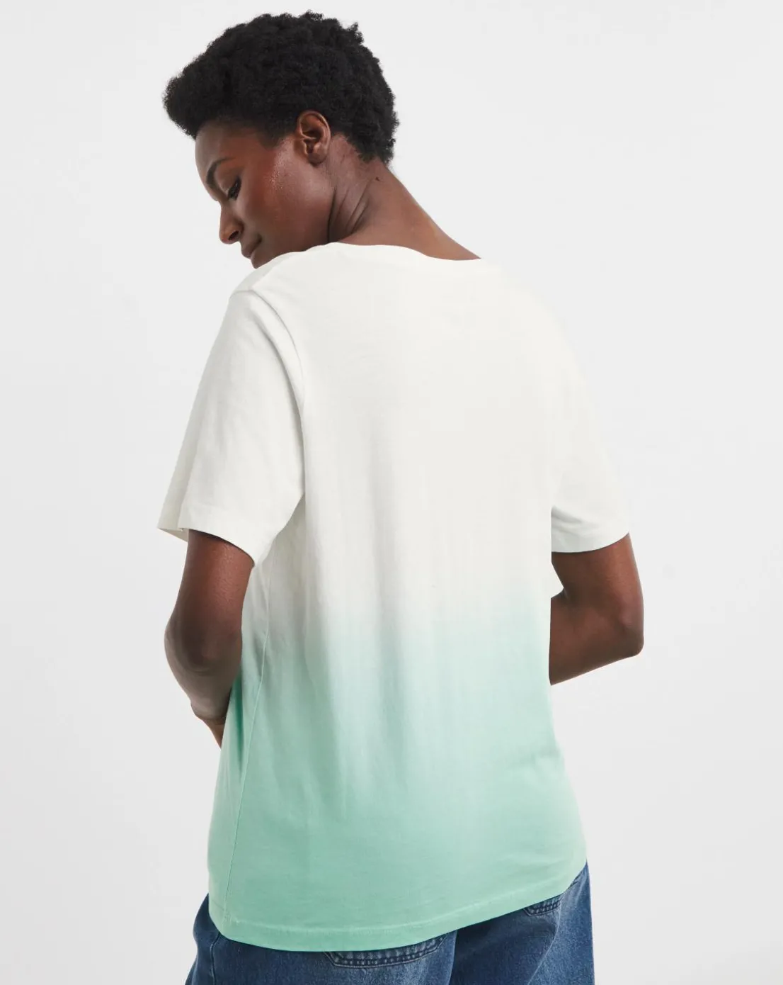 V-Neck Short Sleeve Ombre T-Shirt