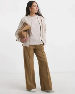 Warm Grey Ribbed Detail Bomber