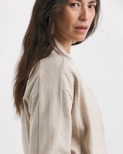 Warm Grey Ribbed Detail Bomber