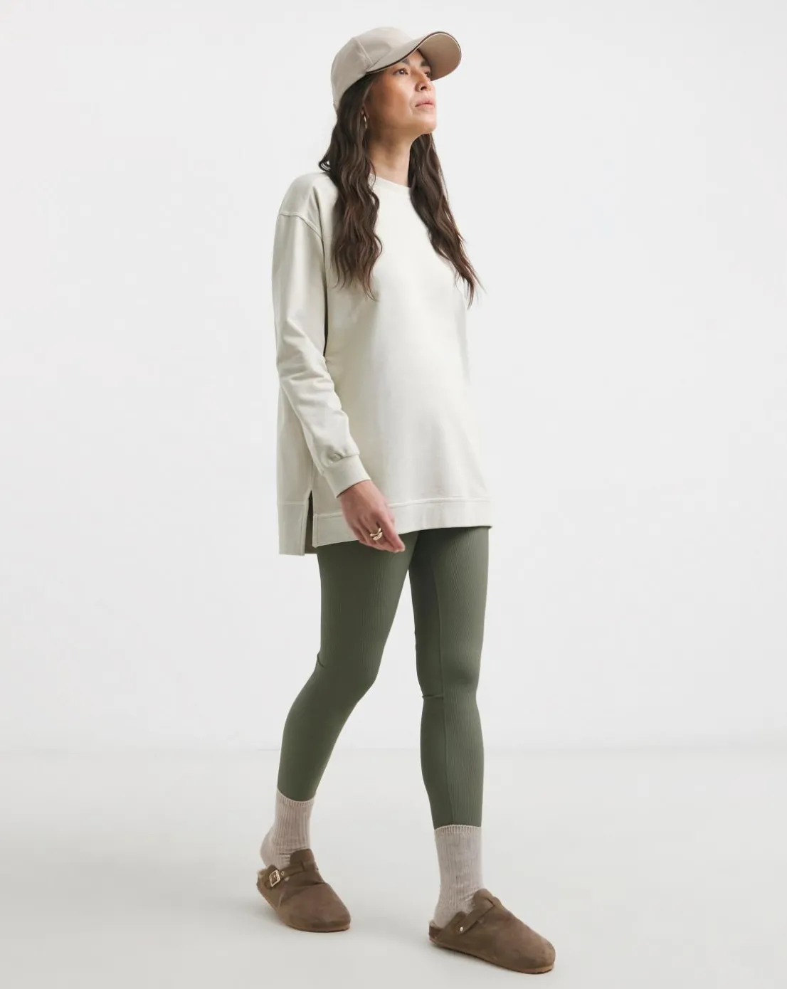 Warm Grey Seam Detail Longline Sweatshirt