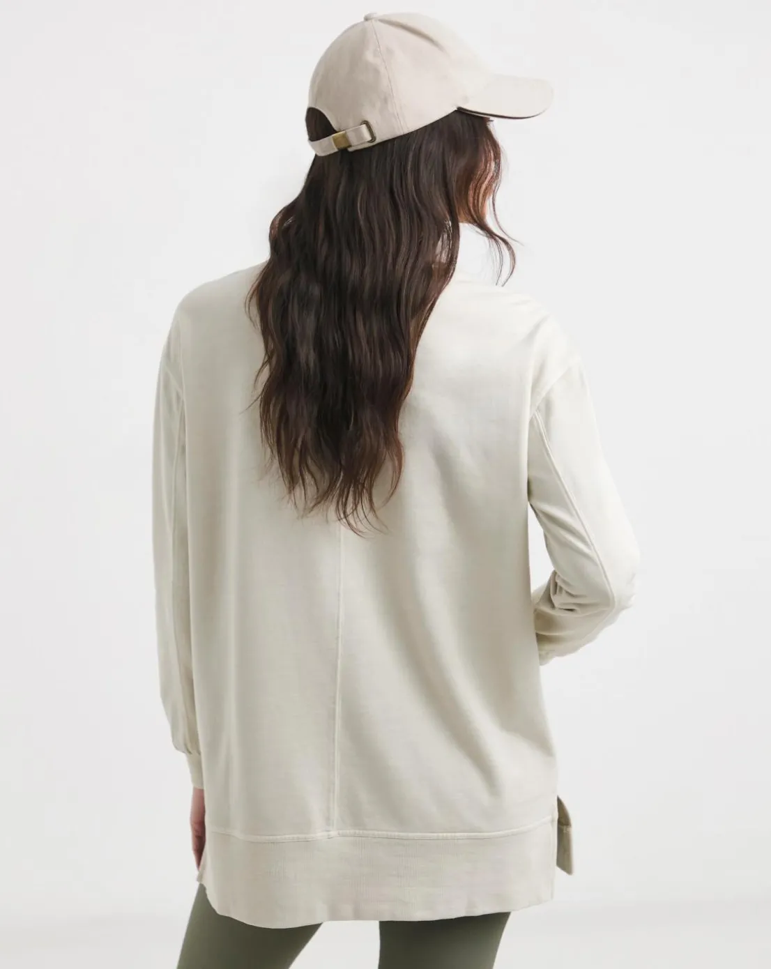 Warm Grey Seam Detail Longline Sweatshirt