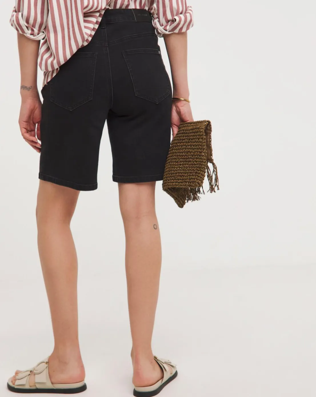 Washed Black Bermuda Denim Shorts