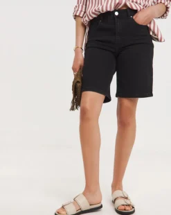 Washed Black Bermuda Denim Shorts