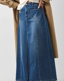 Washed Blue Pocket Front Skirt