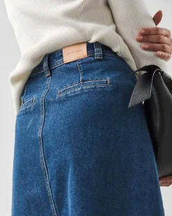 Washed Blue Pocket Front Skirt