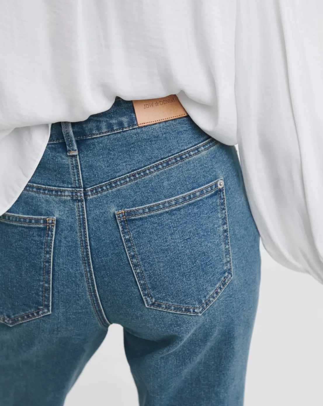 Washed Blue Straight Leg Jeans