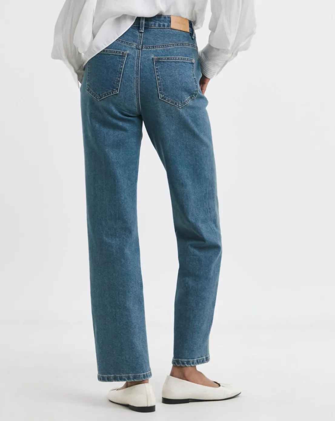 Washed Blue Straight Leg Jeans