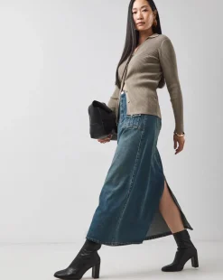 Western Blue Utility Full Denim Skirt