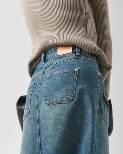 Western Blue Utility Full Denim Skirt