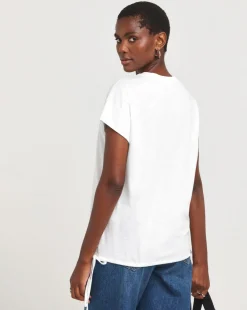 White Crew Neck Bubble Hem Top