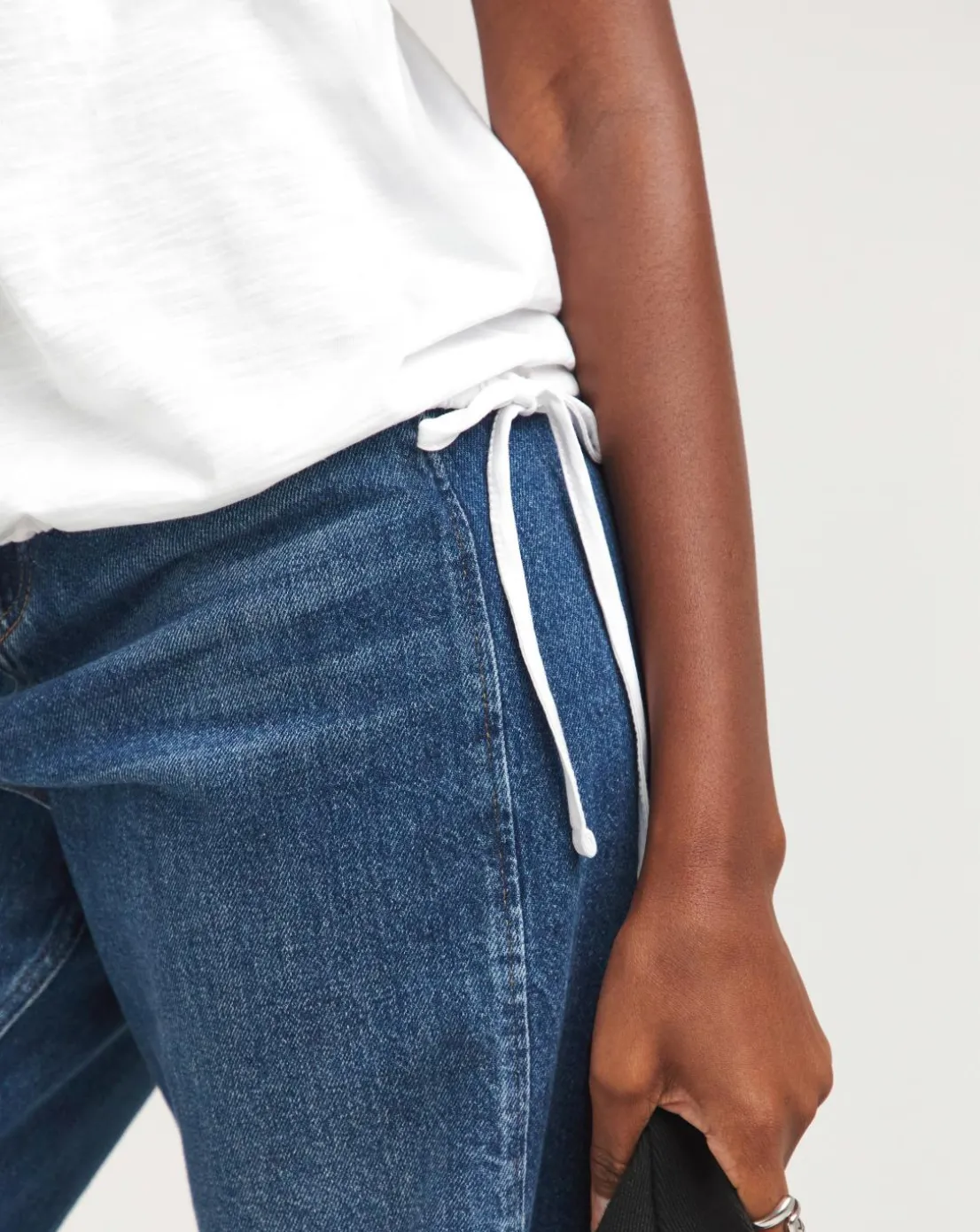 White Crew Neck Bubble Hem Top