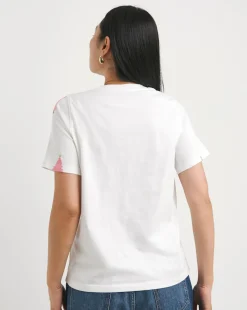 White Crew Neck Embroidered Christmas Tree T-shirt