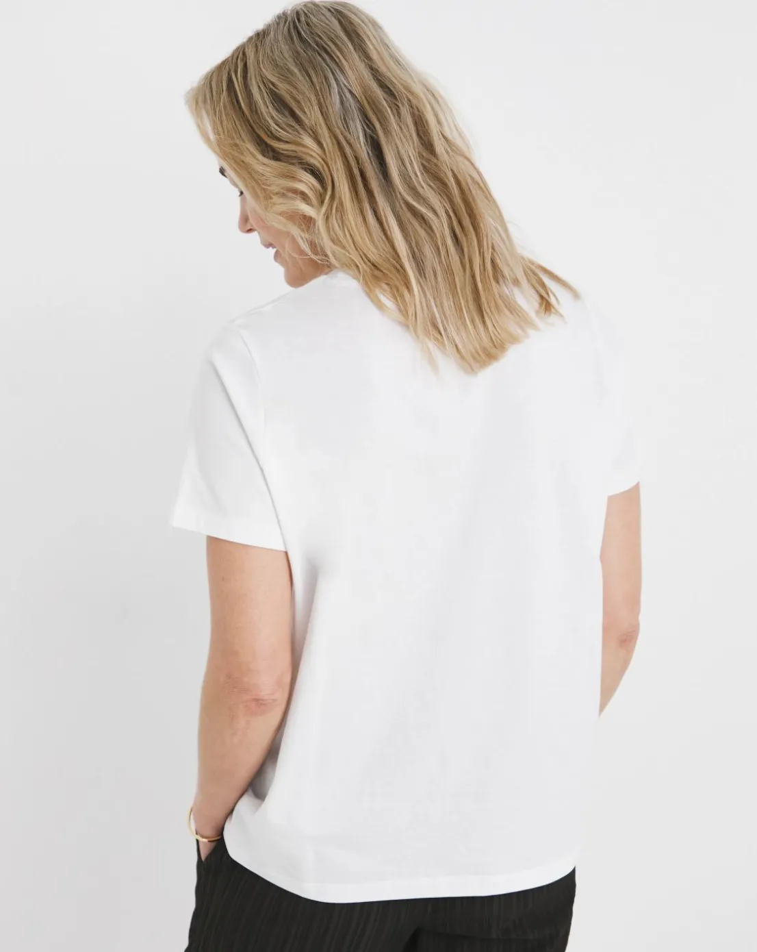 White Crew Neck Embroidered Placement T-Shirt