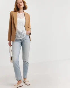 White Lace High Neck Long Sleeve Top