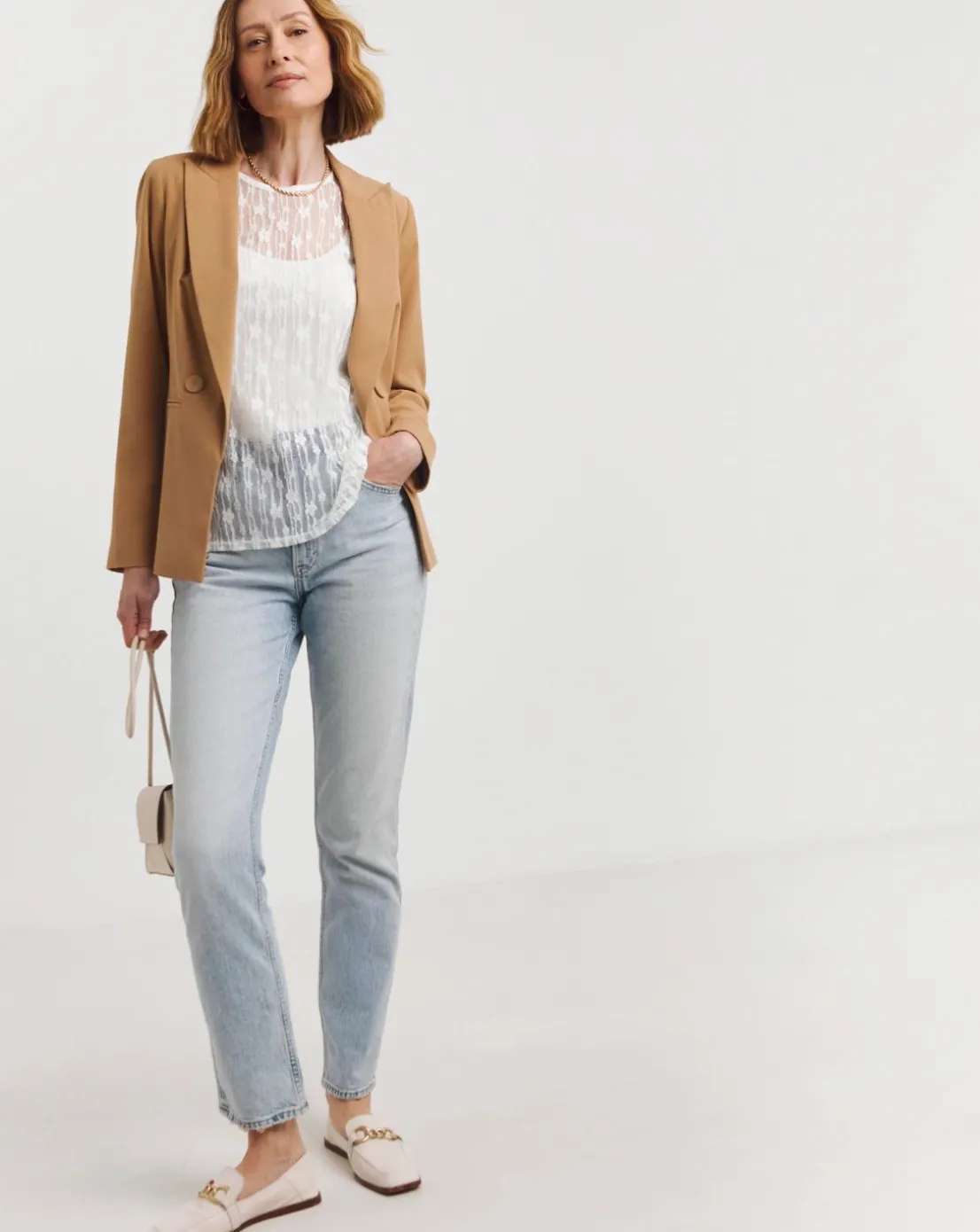 White Lace High Neck Long Sleeve Top