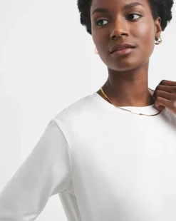 White Longline Curved Hem Top