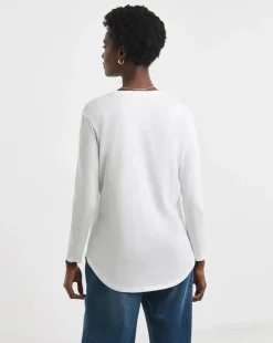 White Longline Curved Hem Top