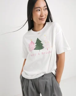 White Merry & Bright Christmas T-Shirt