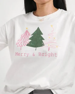 White Merry & Bright Christmas T-Shirt