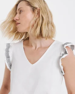 White Ruffle Sleeve Vest