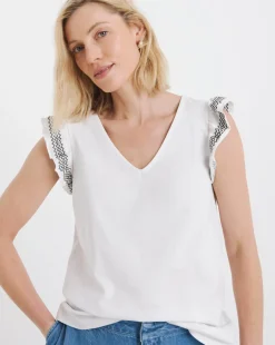 White Ruffle Sleeve Vest