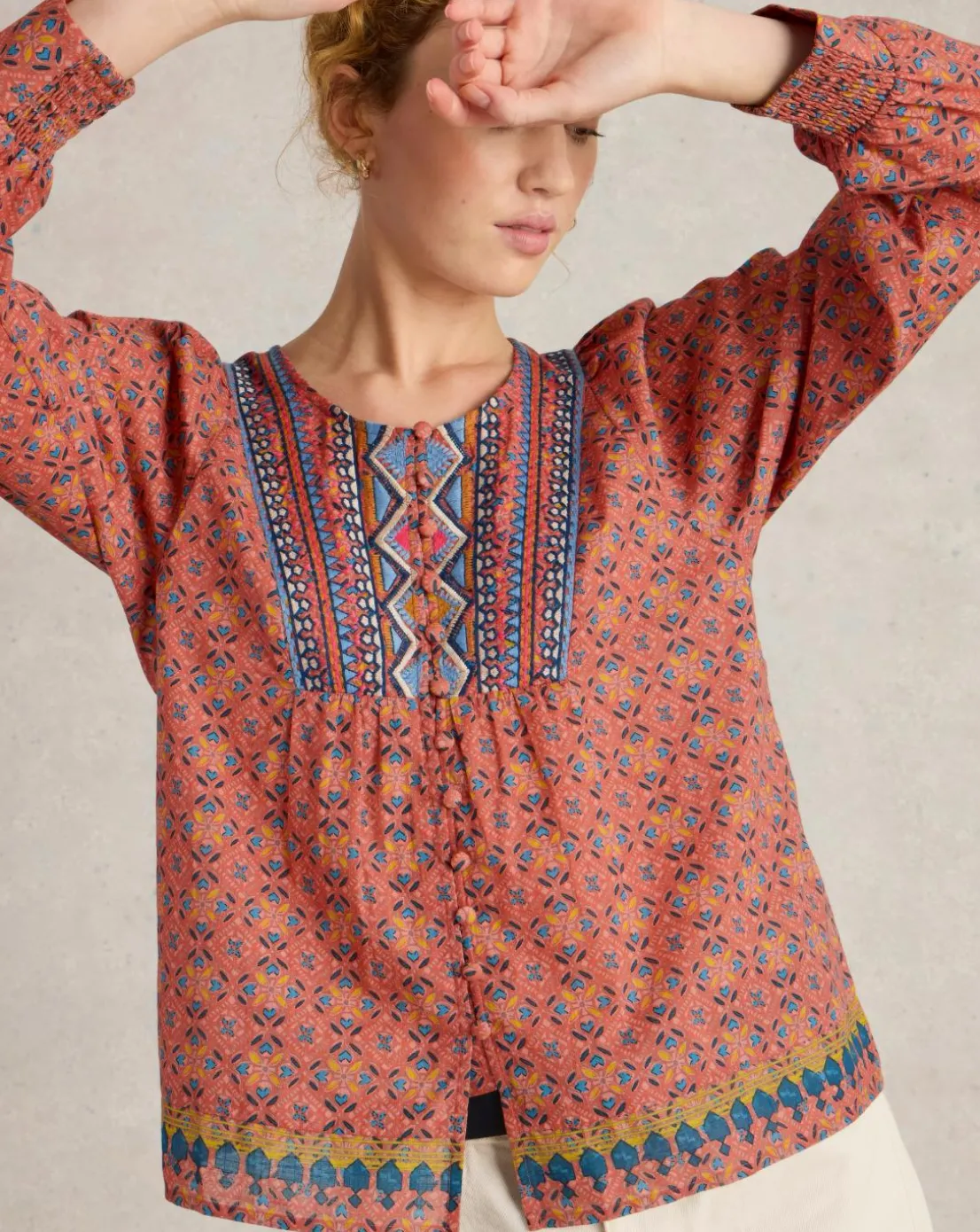 White Stuff Abigail Embroidered Top