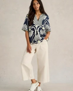 White Stuff Ash Linen Blend Top