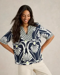 White Stuff Ash Linen Blend Top