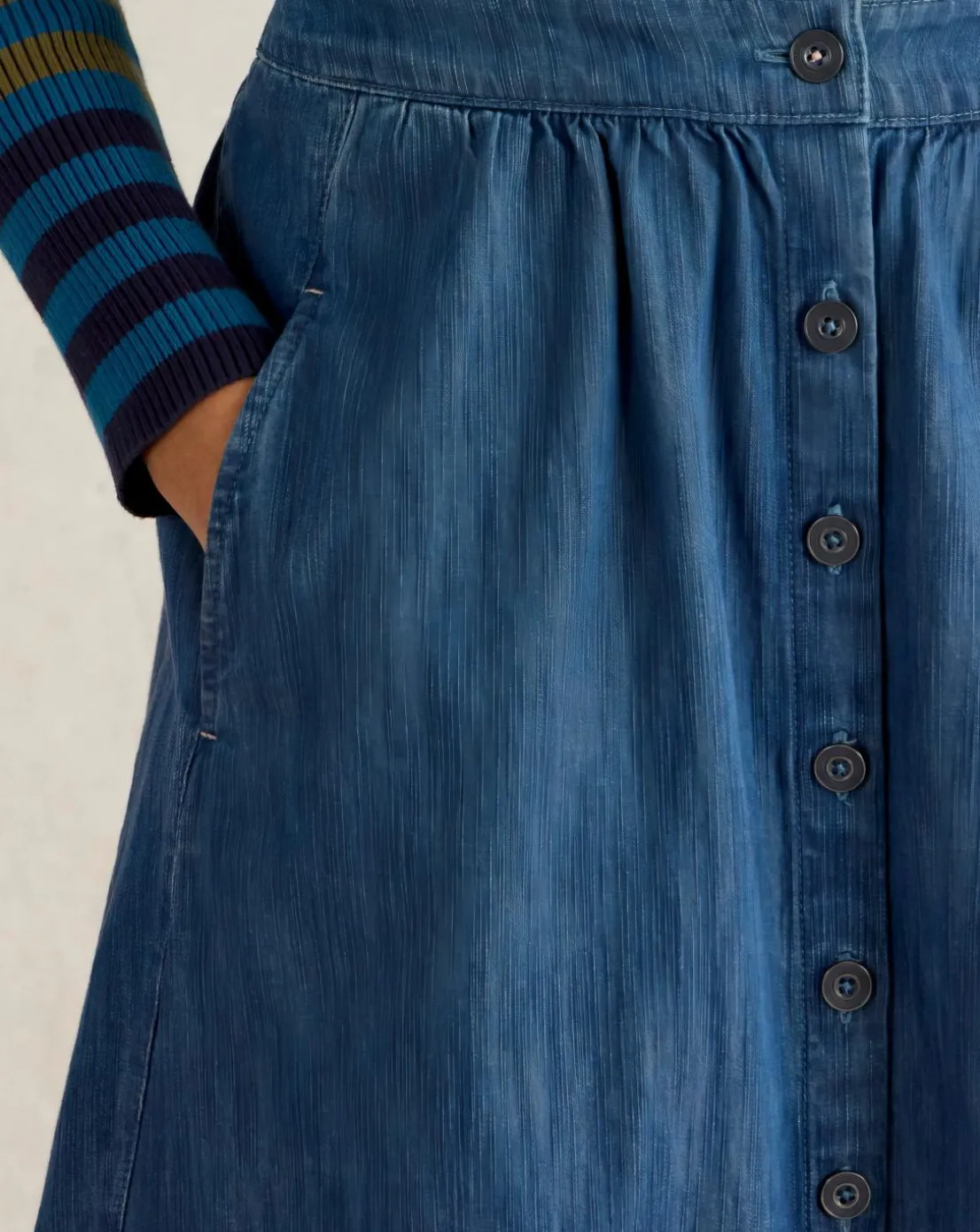 White Stuff Heather Denim Midi Skirt