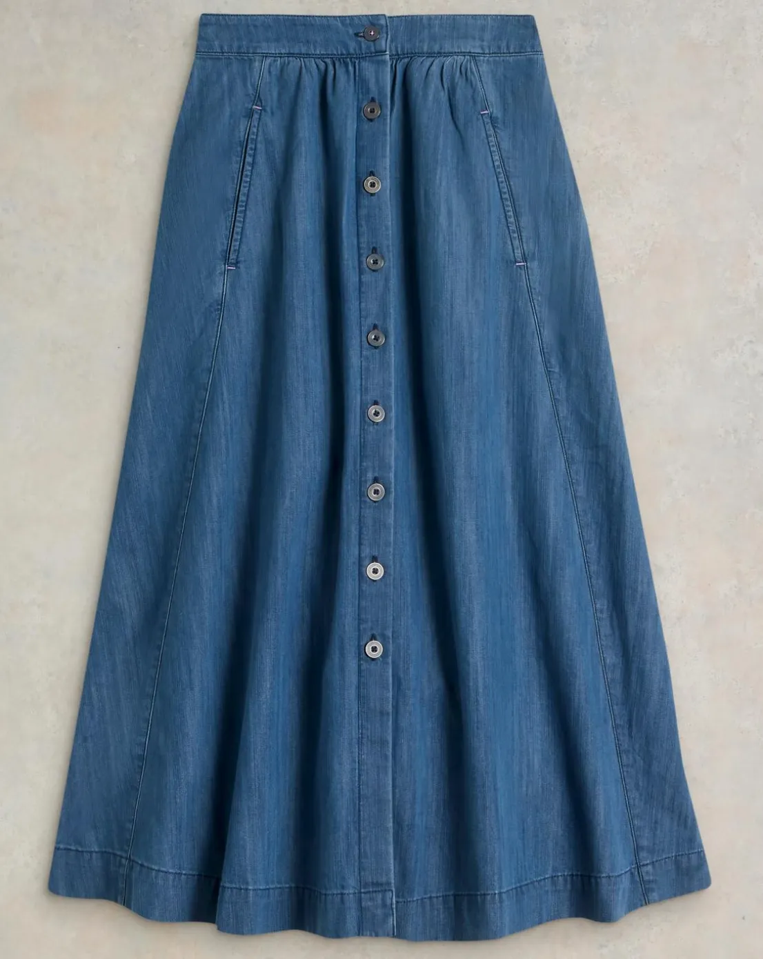 White Stuff Heather Denim Midi Skirt