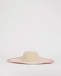 Wide Brim Raffia Edge Straw Hat