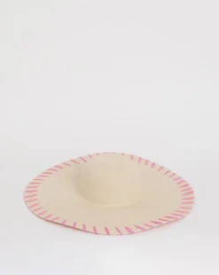 Wide Brim Raffia Edge Straw Hat