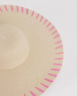 Wide Brim Raffia Edge Straw Hat