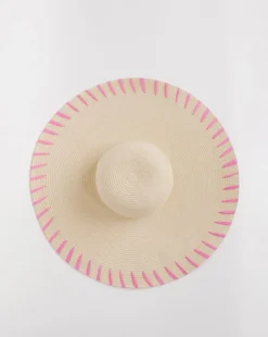 Wide Brim Raffia Edge Straw Hat