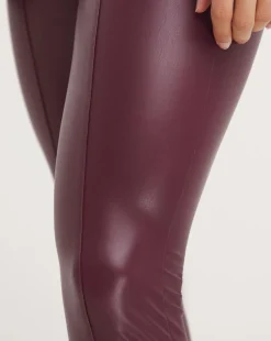 Wine Faux Leather Leggings with Cosy Touch Lining