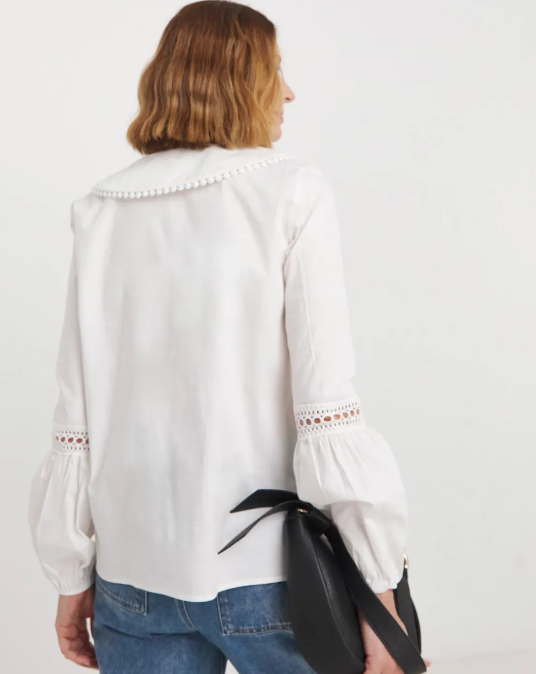 Womens Collar Detail Button Through Blouse - Ivory