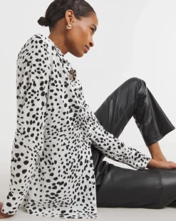 Womens Dipped Back Shirt - Mono Spot