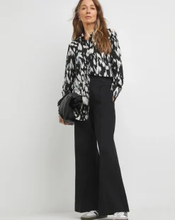 Womens Dipped Back Shirt - Blue Geo