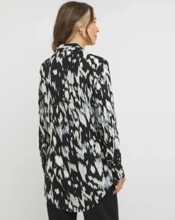 Womens Dipped Back Shirt - Blue Geo