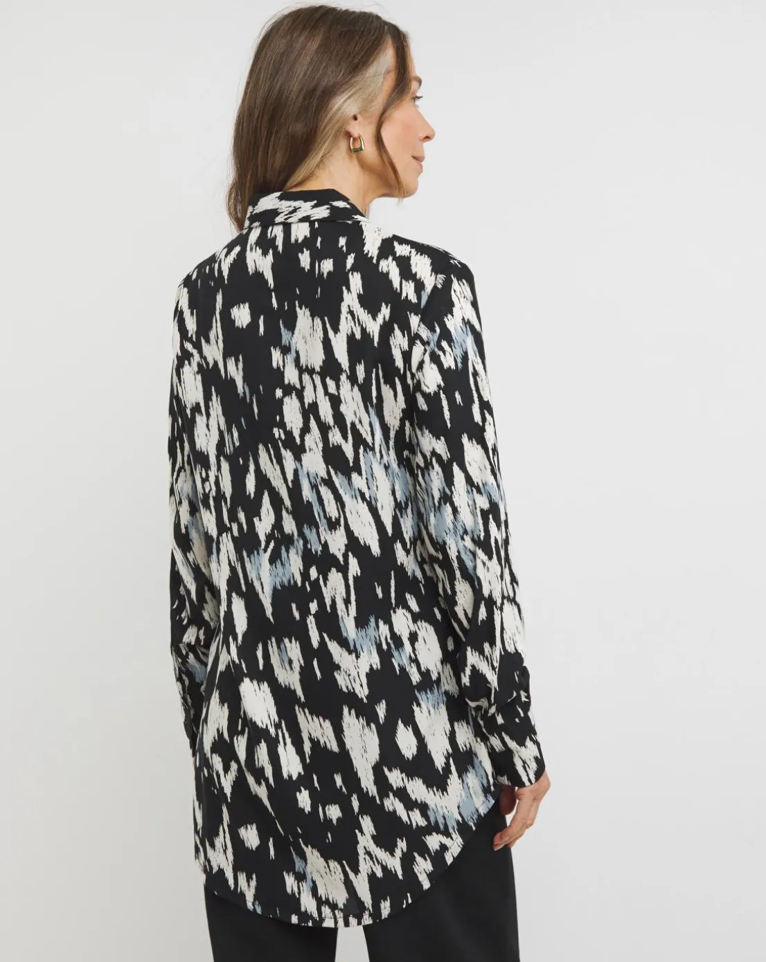 Womens Dipped Back Shirt - Blue Geo