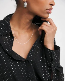 Womens Metallic Spot Chiffon Oversized Long Sleeve Shirt - Black