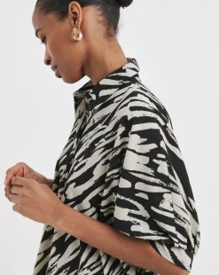 Womens Oversized Blouse - Abstract Zebra
