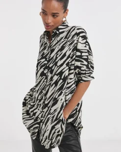 Womens Oversized Blouse - Abstract Zebra