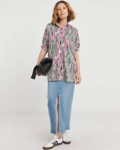 Womens Printed Oversized Blouse - Abstract Print