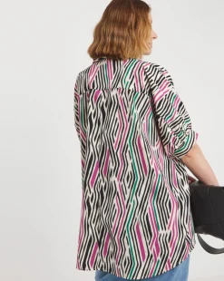 Womens Printed Oversized Blouse - Abstract Print