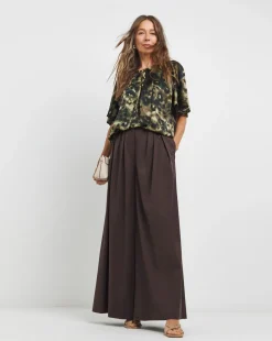 Womens Satin Angel Sleeve Top - Animal