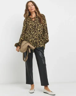 Womens Viscose Tie Detail Blouse- Animal