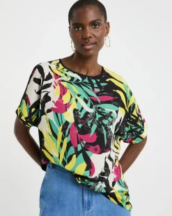 Woven Crepe Short Sleeve Boxy Top