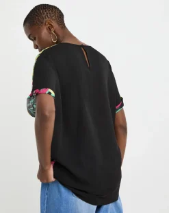 Woven Crepe Short Sleeve Boxy Top