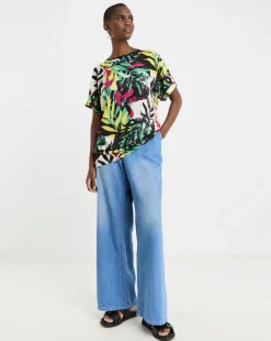 Woven Crepe Short Sleeve Boxy Top